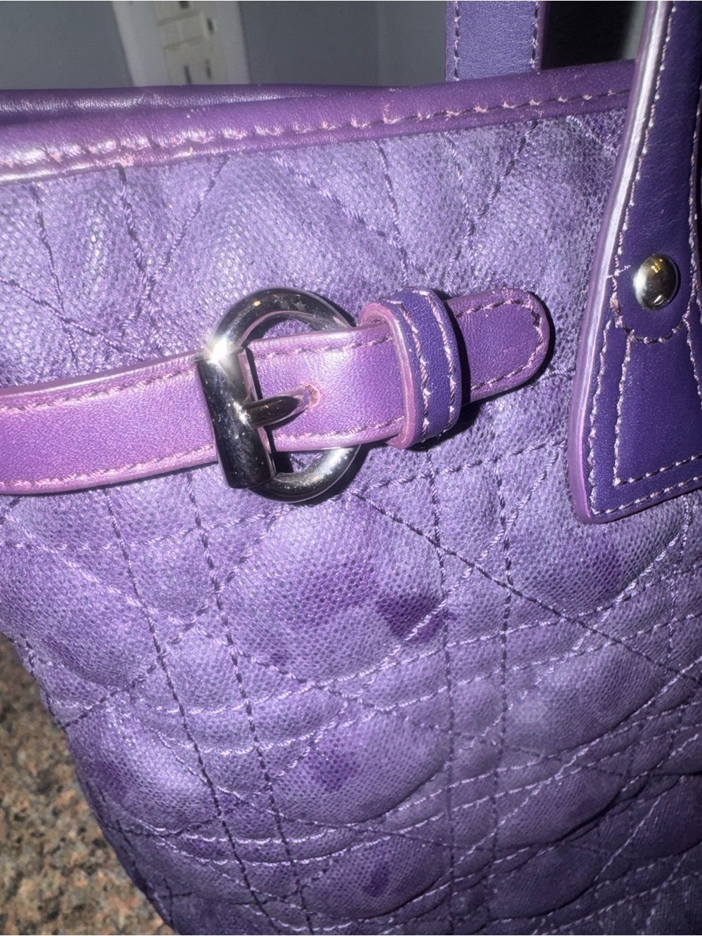 Dior panarea Purple Quilted Tote EUC ✅AUTHENTIC ✅ - Picture 8 of 9